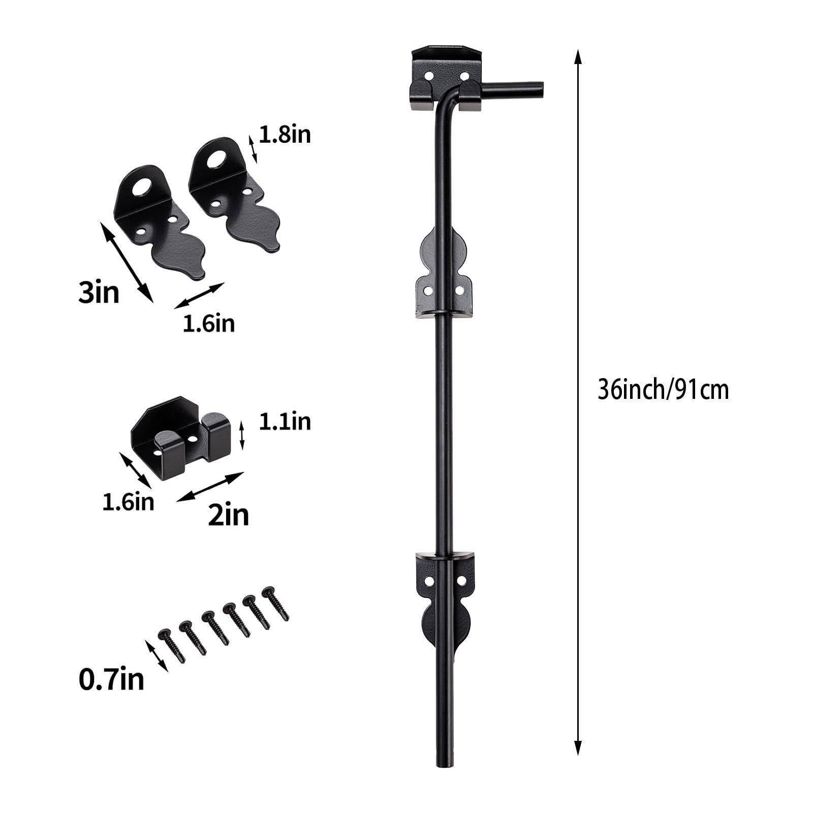 Generic Gate Ground Latch con Pestillo Inferior de Hierro Pasador Reforzado para Puertas y Cerrojo Deslizante Fuerte Adecuado para de Jardín Graneros, 36 pulgadas
