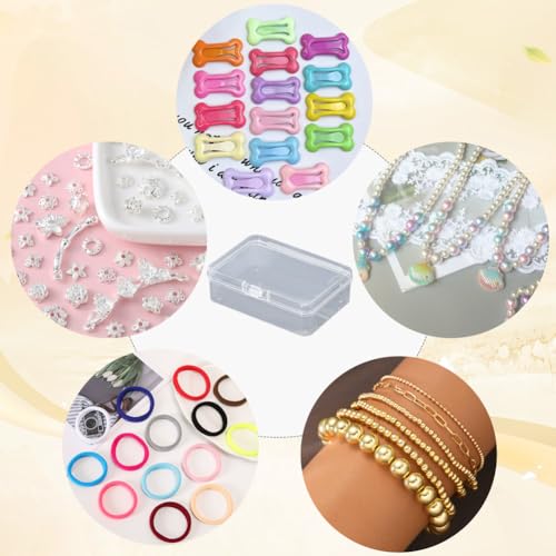 Image of 6Pcs Mini Containers with Lids Small Bead Organizer Box 2.44x3.39 Inch Clear Plastic Transparent Rectangle Storage Container for Crafts Accessories Collecting Beads Jewelry Supplies Hobbyists
