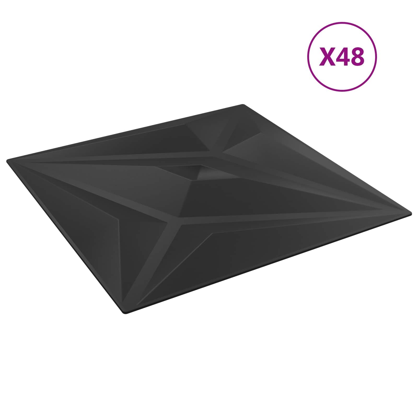 Panele ścienne 48 szt. 50 x 50 cm czarne pianka XPS