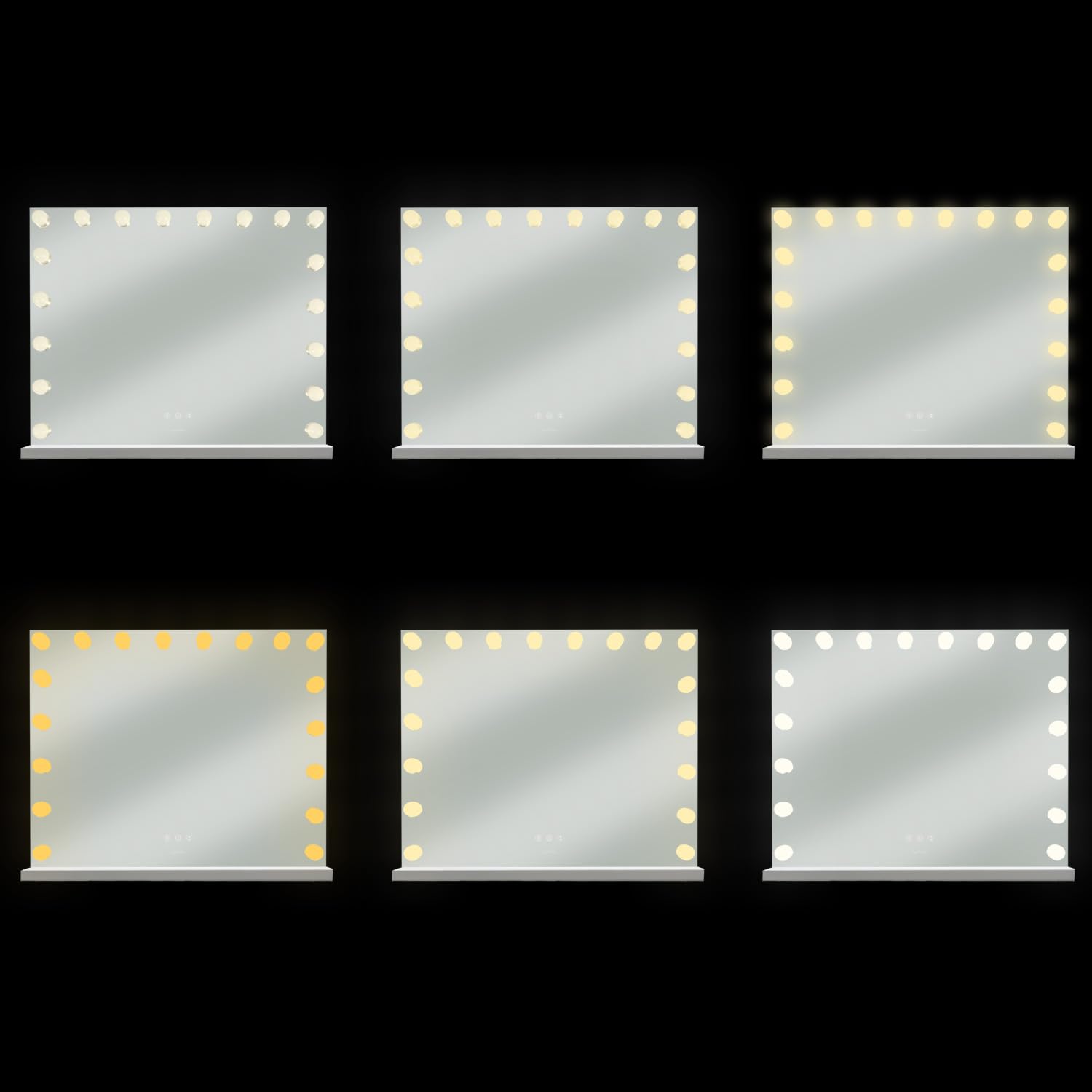 Ruhhy Hollywood Specchio da trucco con LED – dimmer touch & 3 colori luce (caldo/neutro/freddo) – USB/rete – per trucco, acconciatura e angolo di bellezza – diverse misure e numeri LED – Soulima (80 x