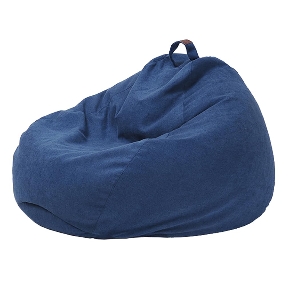 Fodera per poltrona sacco XL in velluto di cotone (senza imbottitura), lavabile, per soggiorno, camera da letto, balcone, colore: blu scuro