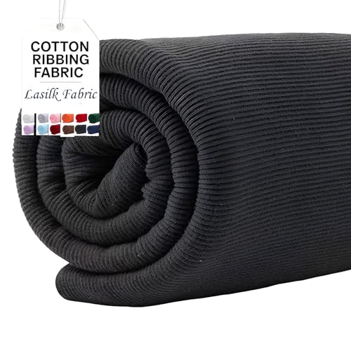 Cotton Ribbing Fabric, Strech Knit Rib Material for Clothing Cuffs Repair, Neckline, Collar, Pants