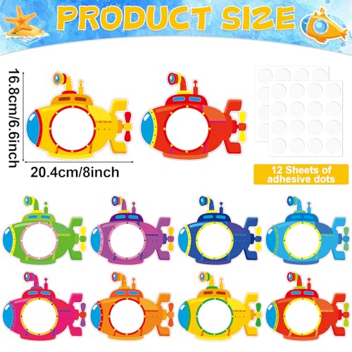 Image of gisgfim 80Pcs Summer Cutouts Submarine Decorations Under The Sea Bulletin Board Summer Ocean Paper Cut-Outs Classroom Decor for Boy Girl DIY Craft Photo Wall Kindergarten Preschool Party Favor Supply