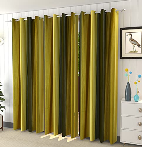 Image of HOME UTSAV 3 Piece Plain Shade Curtains for Long Door 8 Feet, Green (Green, 8 Feet (3Pc))