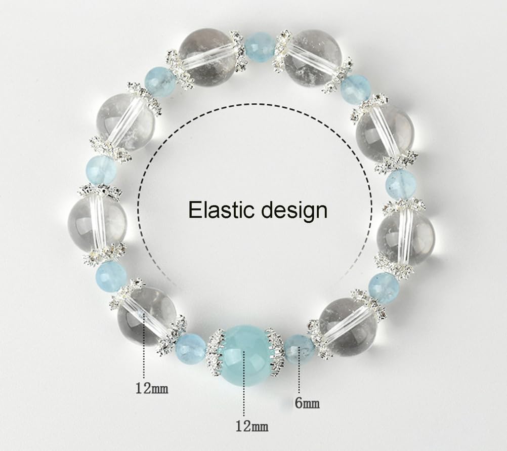 Armbänder aus klaren Quarzperlen für Damen, handgefertigte Armbänder aus Naturkristallen, modischer Aquamarin-Chakra-Schmuck, Geburtstagsgeschenk