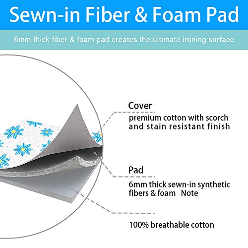 Extra-Wide Ironing Board Cover and Pad Replacement – 18 x 49, Scorch & Stain Resistant with Elasticized Edge and Fasteners