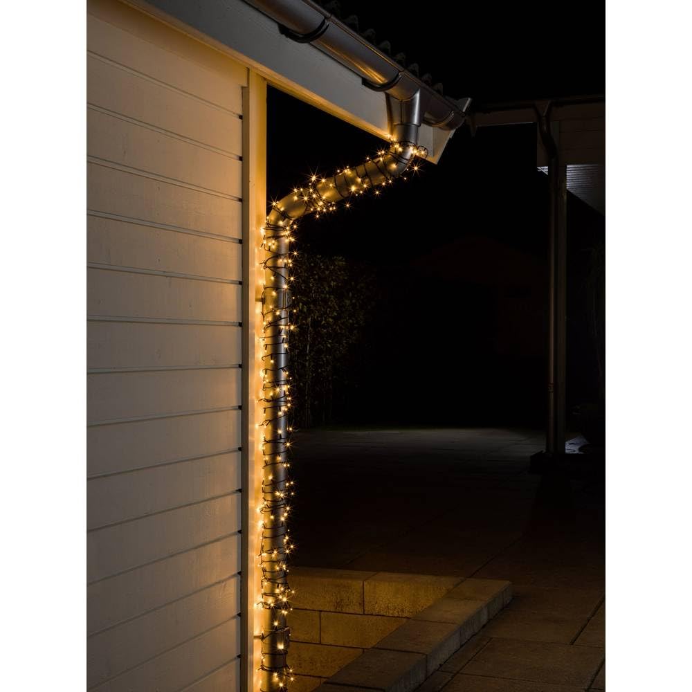 Konstsmide Micro LED Lichterkette – 120 bernsteinfarbene LEDs, 24 V Außen-Trafo, IP44, Schwarz, Modell 3612-800
