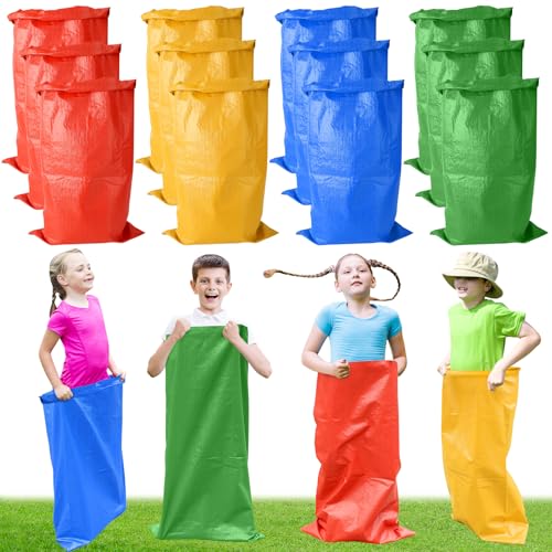 12PCS Potato Sack Race Bags, Large Size Race Bag for Family Game, Outdoor Games Sack Race Bags for Adults and Kids,Bean Bag Game Set Outside Yard Games