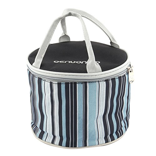 Ruilogod Streifen Drucken Camping Picknickzylinder Nahrungsmittel Getränke Lagerung Griff Kühler Mahlzeit Mittagspause