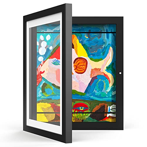 Kids Art Frame - Kids Artwork Frames Changeable Display 8 X10.5 With Mat Or 9.7X12.3 Without Mat, Front Opening Picture Display Frames Holds 50, Horizontal And Vertical Formats Art-Work (Black) #TOP3