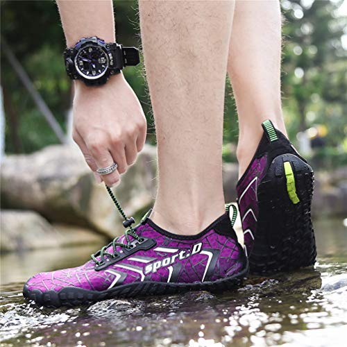 Image of UBFEN Water Shoes for Men Women Quick Dry Swim Aqua Socks | Lightweight Barefoot-style Fit, Rubber Sole, Hiking, Fishing, Kayaking, Beach, Pool, Boating, Diving And Water-to-land Wear