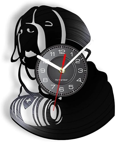 Saint Bernard - Reloj de pared de disco de vinilo para perro para tienda de mascotas, álbum de raza de perro de cachorro, reloj de registro LP,