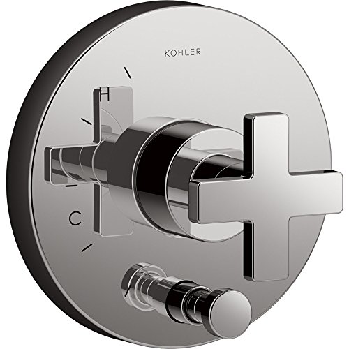 KOHLER K-T73117-3-TT Composed Valve Trim con desviador y manija en cruz para válvula de balance de presión Rite-Temp, no incluida, color titanio miniatura 1