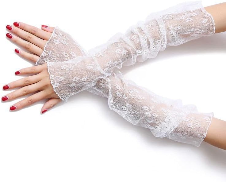 Specell Women's Sexy Sheer Fingerless Gloves Mesh Tulle Super Long Gloves Opera Costume Prom Wedding Party Dance Etc - Image 2