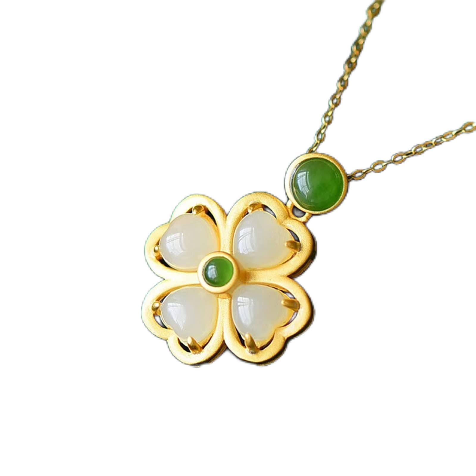 Collier pendentif trèfle de jade, votre amulette de sérénité - 7