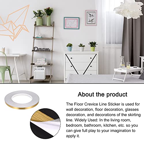 Rebower Bodendichtungsstreifen Linie Bordürenaufkleberfolie Selbstklebendes Fliesenaufkleberband, [für Wandbodendekoration] – 0,31 Zoll x 55 Yards/Golden Farbton