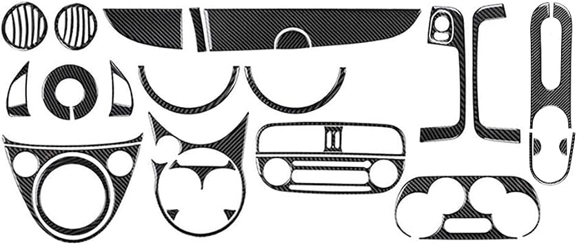 SIKUAI Car 29Pcs Carbon Fiber Interior Full Kit Cover Trim Replacement For Fiat 500 2012-2015, Black, only for Left-Hand Drive Vehicles