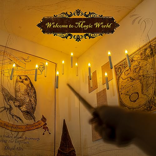 Homemory HXFNBGLYKMZ-12 Hanging Floating Candles With Wand Remote And String, 12 Pcs Flying Flameless Led Taper Candles Warm White Light thumb #1