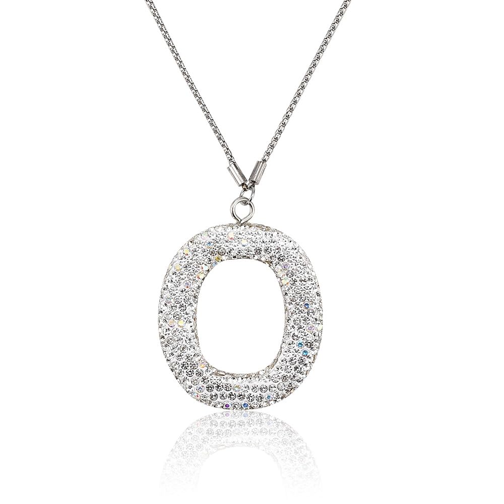 AuMoHall Bling Rhinestone Letter Car Rear View Mirror Pendant Colorful Sparkling Diamond Rhinestone Letter Charm for Lucky Car Interior Decoration Accessories (White, O)