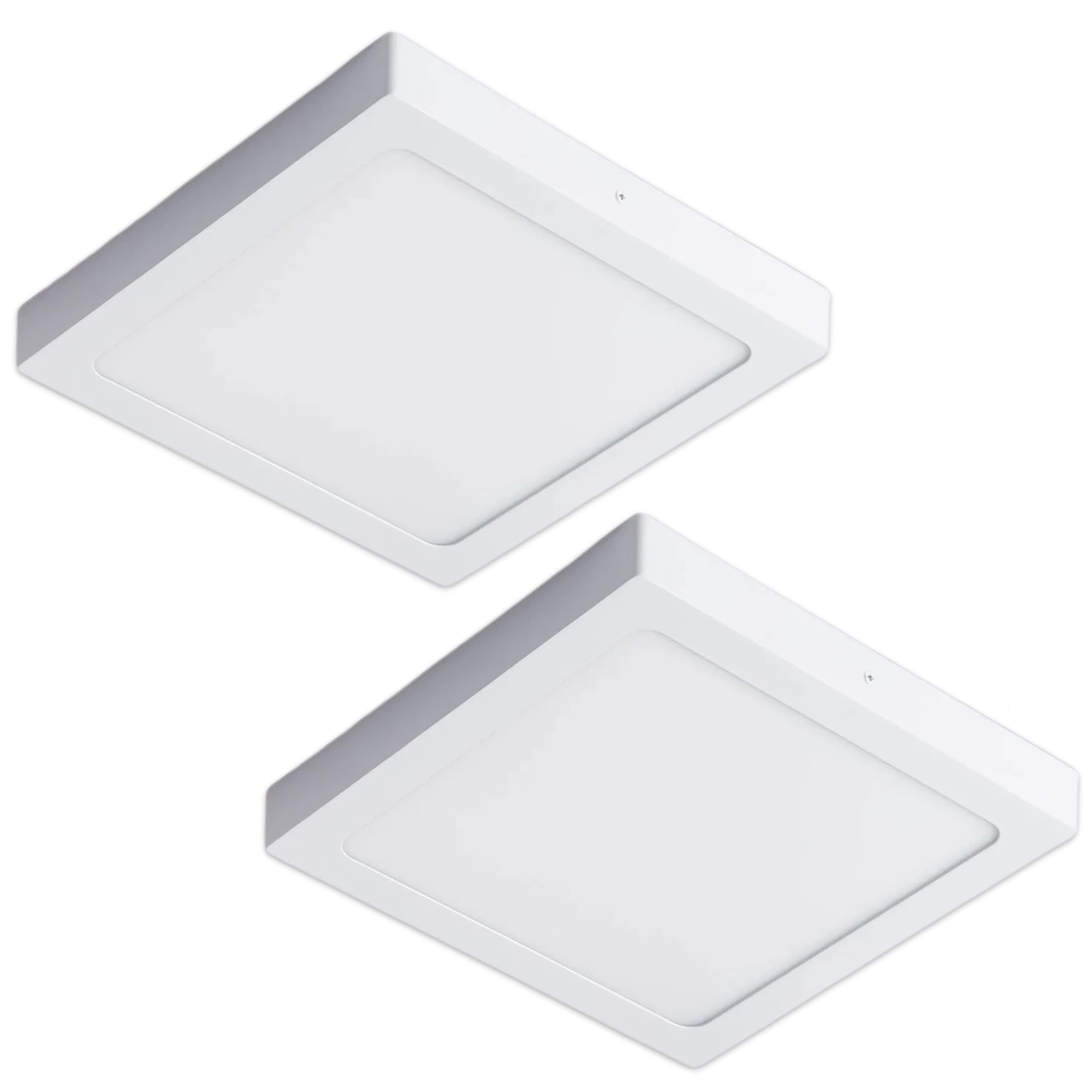 CLAR - Downlight LED Superficie Cuadrado, Plafones Para Techo LED, Candeeiro Teto Cozinha, Candeeiro De Teto, Lampara Cocina, Luz Neutra 4000ºK 24W (Pack 2)