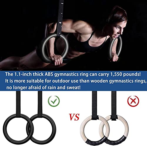 image for Gymnastic Rings with Adjustable Straps - OKSTENCK 1550lbs Exercise Rin