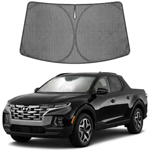 Image of Proadsy Windshield Sun Shade Custom Fit Hyundai Santa Cruz 2022-2026 Ice Crystal Black Front Window Sunshade UV and Heat Blocker Foldable Visor Keeps Car Cooler for Summer Parking and Daily Use