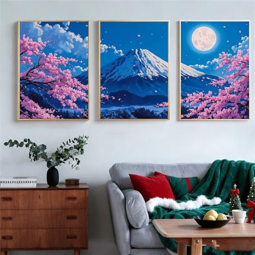 Tableaux sur toile mont fuji idée cadeau crémaillère triptyque zen