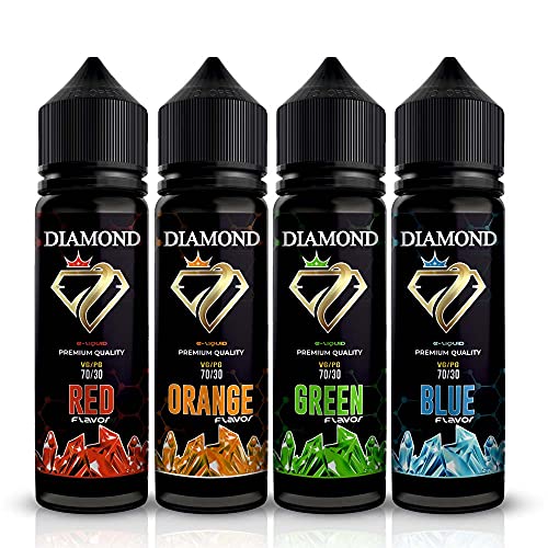 Lot 4 E-Liquid FRUITS Vap Pack 4 x 50ml - GREEN citron x RED baies rouges x BLUE baies bleuesx ORANGE mangue mûre | Recharge Eliquide Français pour cigarette électronique - Sans nicotine ni tabac