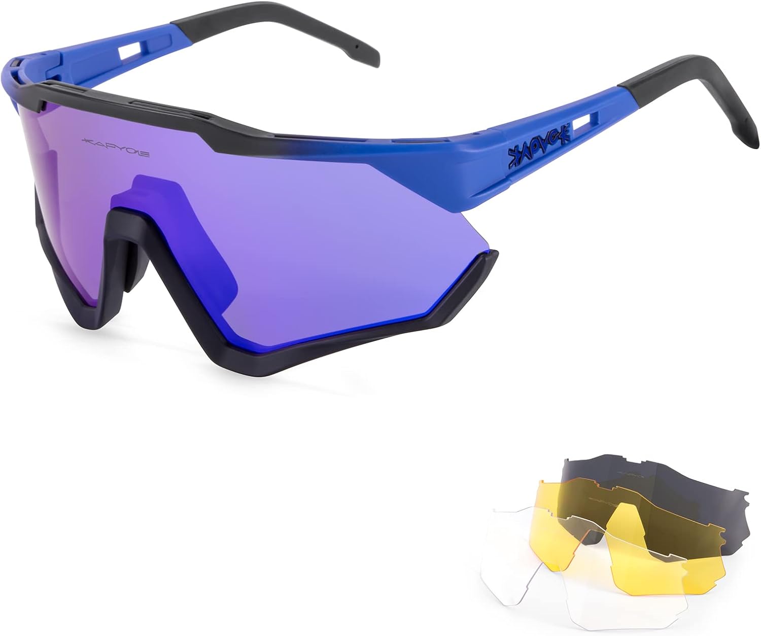KAPVOE Gafas de Ciclismo Polarizadas Mujeres Hombres con 4 Lentes Intercambiables TR90 Gafas de Sol Deportivas Running MTB Bicicleta Accesorios