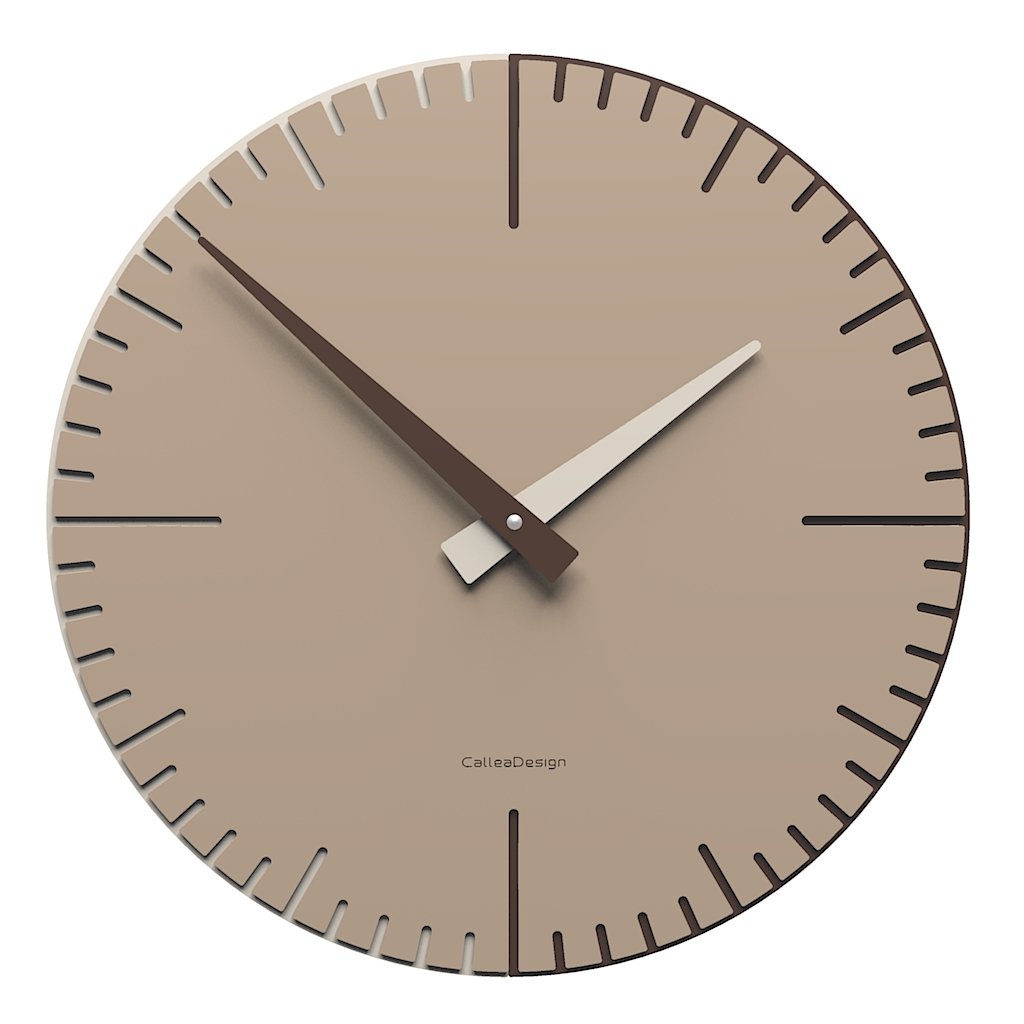 CalleaDesign Orologio da Parete Moderno Caffelatte 36 cm - Exacto Made in Italy - Design Artigianale in Legno con Meccanismo Tedesco Silenzioso
