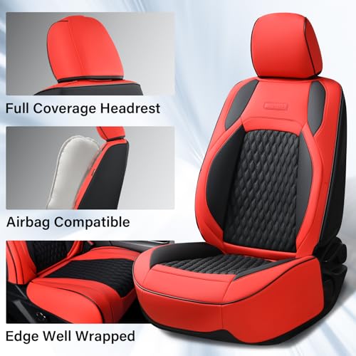 Coverado Car Seat Covers, Full Set Seat Covers for Dodge RAM 1500 Compatible with 2009-2018 Ram 1500, 2010-2026 Ram 2500 3500 Dodge RAM Accessories Automotive Seat Covers(5 Seats/Red) by Coverado - Used condition - Image 4