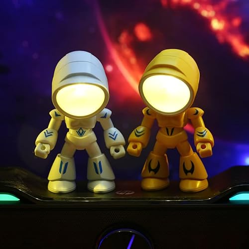 Miniatura 3 de Uonlytech Lindo mini robot lámpara de escritorio con forma de robot luz nocturna LED portátil lámpara de mesa pequeña para habitación de niños