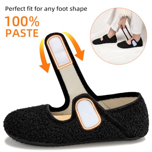 ATHMILE House Slippers for Women Men Indoor Barefoot Slippers Socks Wide Diabetic Shoes Adjustable Soft Slip on House Slippers for Home Bedroom Travel3