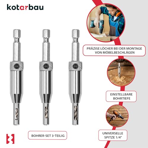 Scharnierbohrer Kotarbau 3er Set selbstzentrierend HSS Stahl