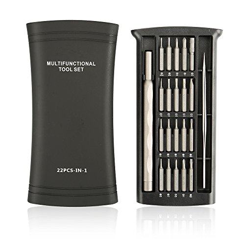 Kingsdun 22 in 1 Torx Screwdriver Set with Star Screwdrivers, Stainless Steel Tweezers & Philip Slotted Magnetic Screwdrivers for Phone/Mac/Computer/Eletronic Repairing (22)