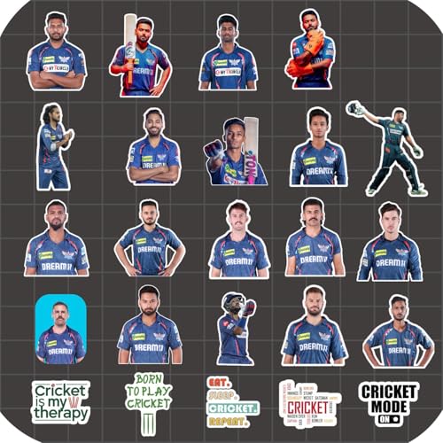 Image of Lucknow LSG Stickers - Pack of 25 | Waterproof Vinyl LSG Cricket Stickers for Laptop, Phone, Water Bottle, Bike, Car, Notebook | Self Adhesive Glossy Sticker Pack 2026
