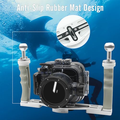 NS10 Underwater Camera Tray extendable Handle Grips Bracket for gopro,pt059,rx100 uw Camera housing Universal Soft Handle with Aluminum and Rubber Material (White)