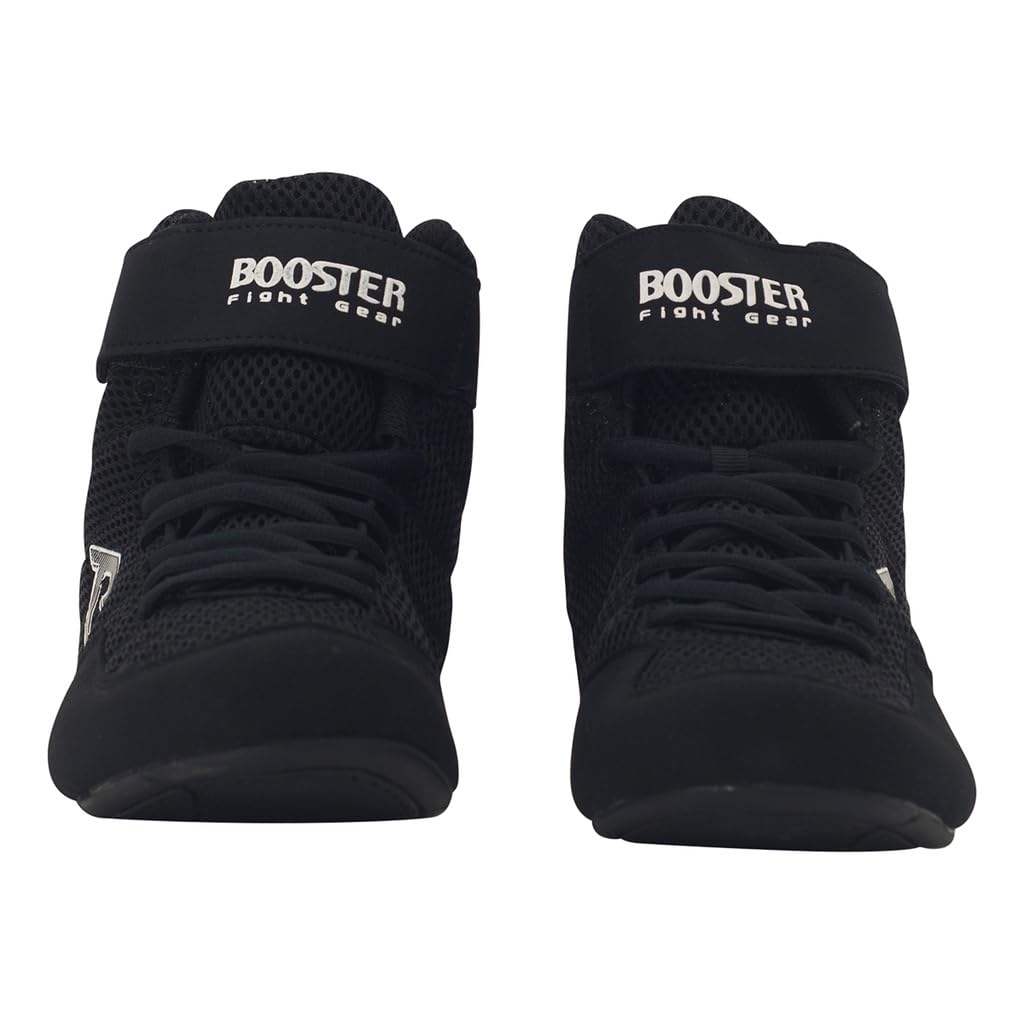 Booster BCS Chaussures de Boxe Noires – Bottes de Boxe légères pour la Boxe, Le Kickboxing et l'entraînement, offrant Une adhérence optimale