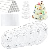 Aufind 45 PCS Plastic Cake Dowel Rods Set, 20 White Plastic Cake Sticks Support Rods with 5 Cake...