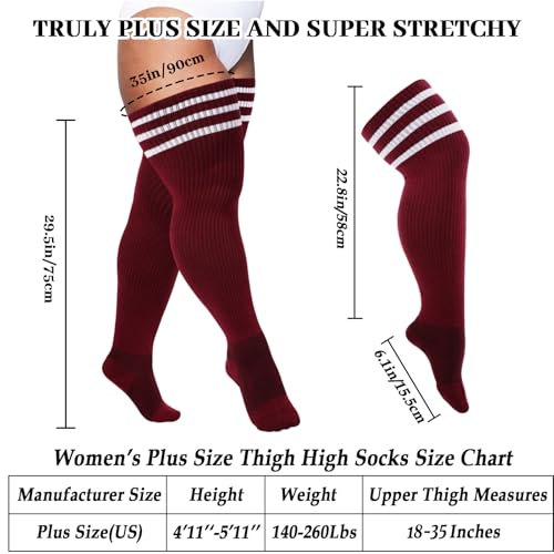 Image of Plus Size Thigh High Socks for Women Thick Thighs Cotton Knit Extra Long Over the Knee Leg Warmer