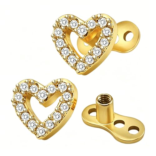Piercing dermique femme cœur oxyde de zirconium et bijou de corps punk acier