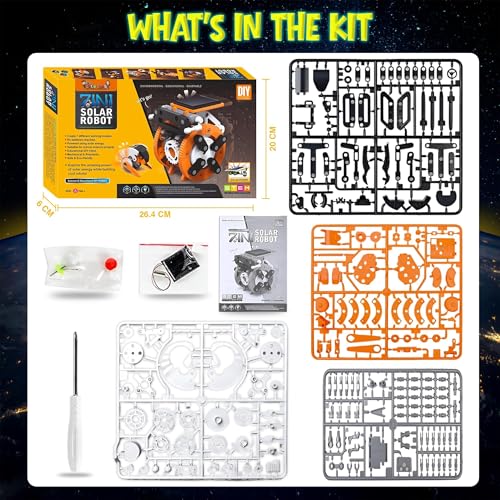 Image of The Little Ones Robot Toys - Robot Kit, Space Toys,Solar STEM DIY Toys for Kids,Astronaut Toy,Best Birthday Gifts for Boys & Girls Age 6-8-10-12-14 Years Old,Rocket Model [7IN1 Solar Space Fleet-PRO+]