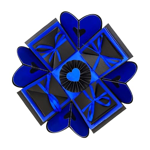 Image of CRAFTED WITH PASSION Exploding box Surprise Gift Box /Unique gifts for birthday /anniversary /handmade greetings Card (Blue & Black)