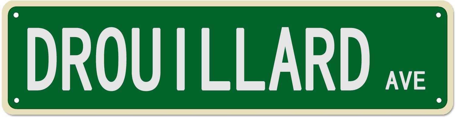 Drouillard Ave Retro Tin Signs Aluminum Metal Sign Gift for Home Kitchen Garden Wall Yard Coffee Barn Decor 4x16 Inch
