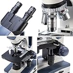 SWIFT Microscope SW350B 40X-2500X,Binocular Compound Microscope with Double Layer Mechanical Stage + Blank Slides, Cover Slips, Research-Grade for Students and Adults