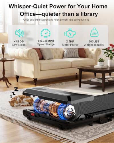 Image of Superun Walking Pad with 6% Incline, Under Desk Treadmill for Home Office, 3 in 1 Portable Walking pad Treadmill with Remote Control, 2.5HP Quiet Mini Treadmills, 300 lbs Capacity, Luxury Black
