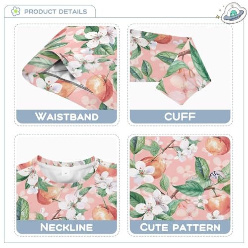 JUNZAN Watercolor Peaches Flowers Butterfly Pink Little Girls Sweatshirt Hoodie Crewneck Outerwear for Kids Party 4T3