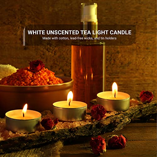Tea Lights Candles 4 Hour Burn (100 Pack) - White T Lights - European Made Smokeless & Unscented Candles 3.8 X 2.3 Cm - 4Hr - Zuvo #TOP5
