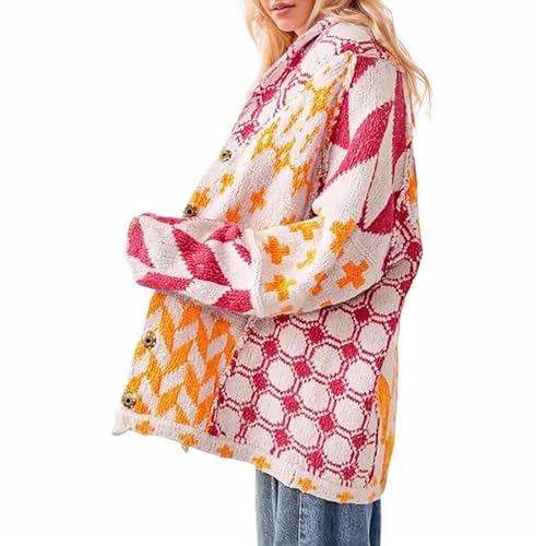 Women's 2024 Fashion Casual V-Neck Open Front Long Sleeve Chunky Knit Cardigans Sweaters Outerwear Coats3