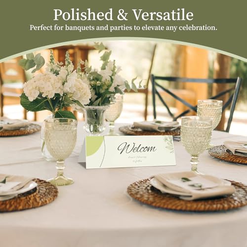 Image of 100 Pack Ivory Tent Cards Printable 3.5 inchx11 inch | Goefun 80 lb Blank Name Cards for Table Setting Pre-Scored Place Cards for Weddings, Banquet & Events